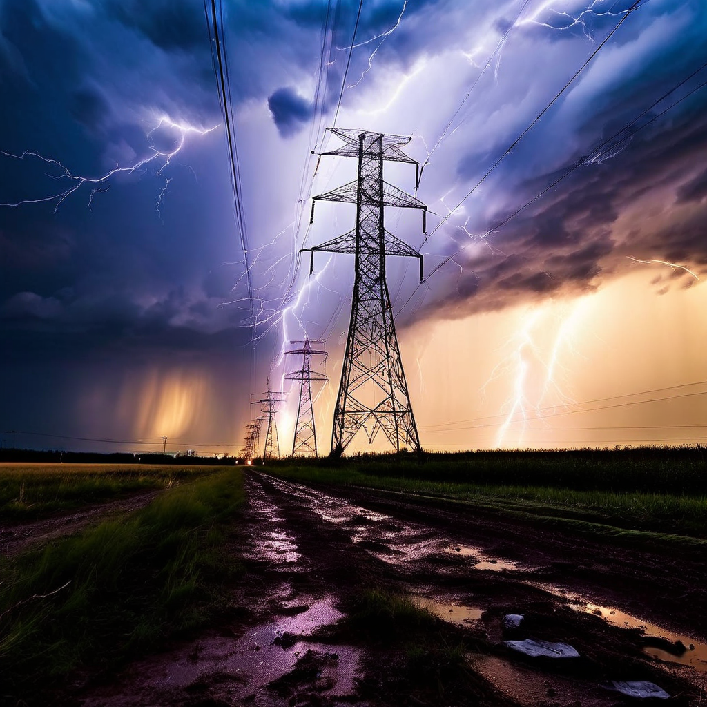 The direct lightning strike process on transmission lines. 